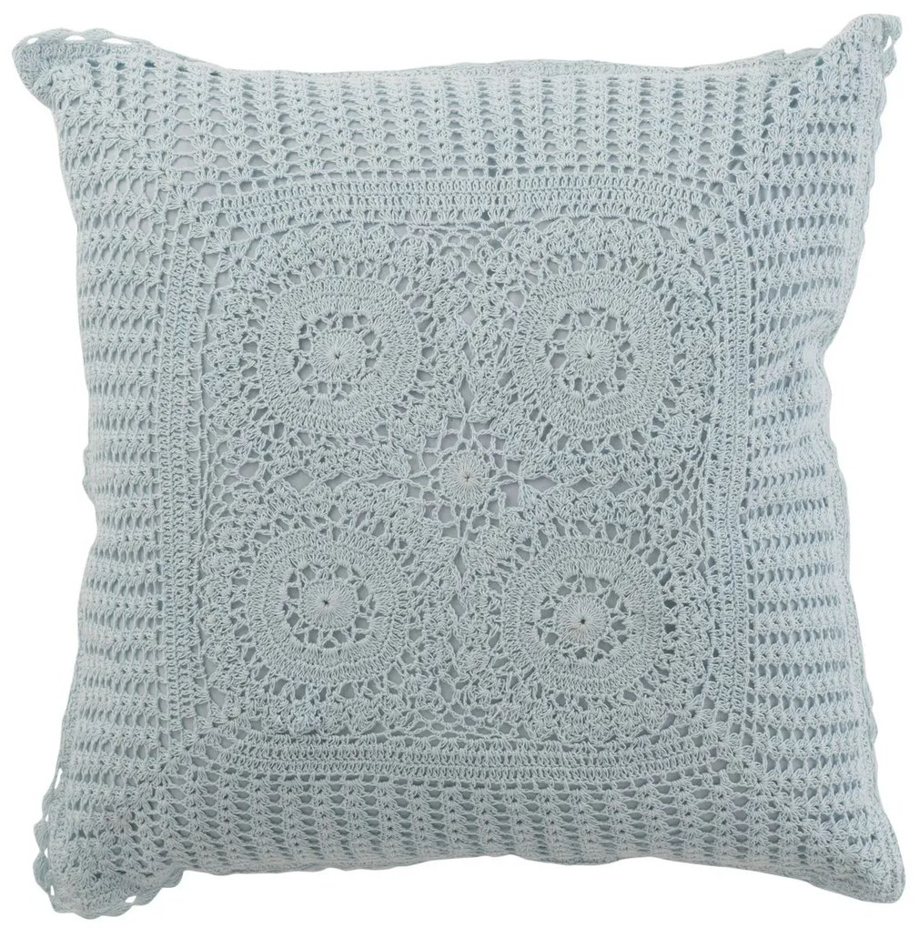 Pomněnkový bavlnený vankúš s čipkou Lace blue - 42*12*42cm