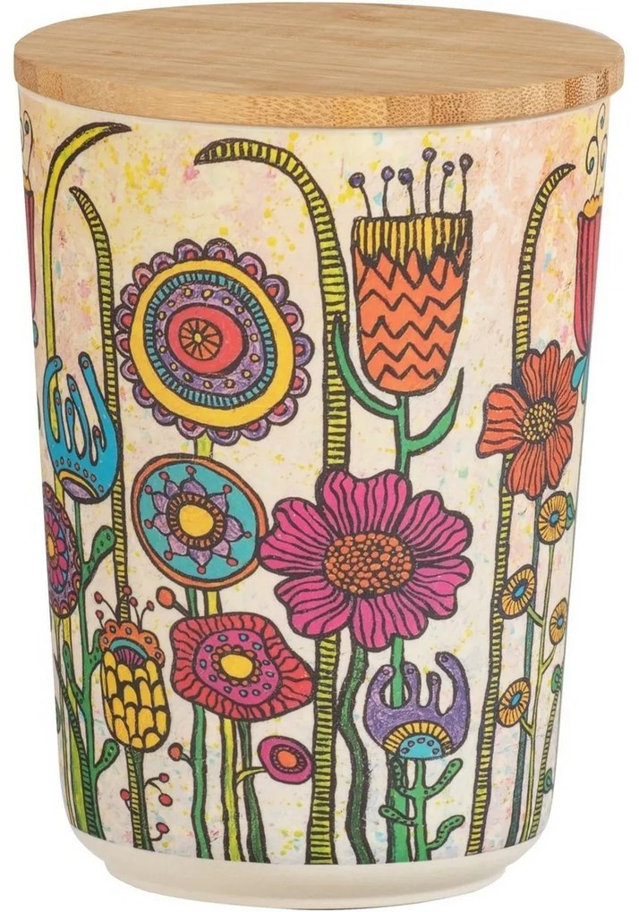 Wenko Dóza z bioplastu s bambusovým vekom Rollin'Art Flowers 700 ml, M