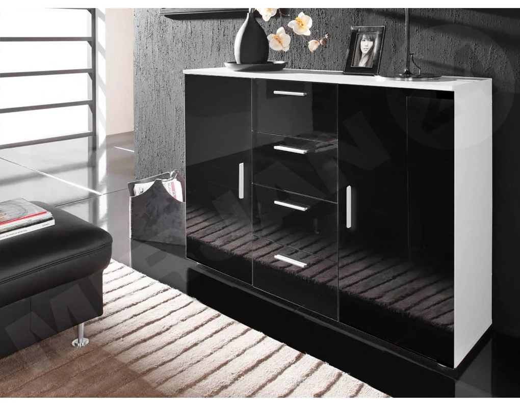 Komoda Cami, Farby: biela / biely lesk