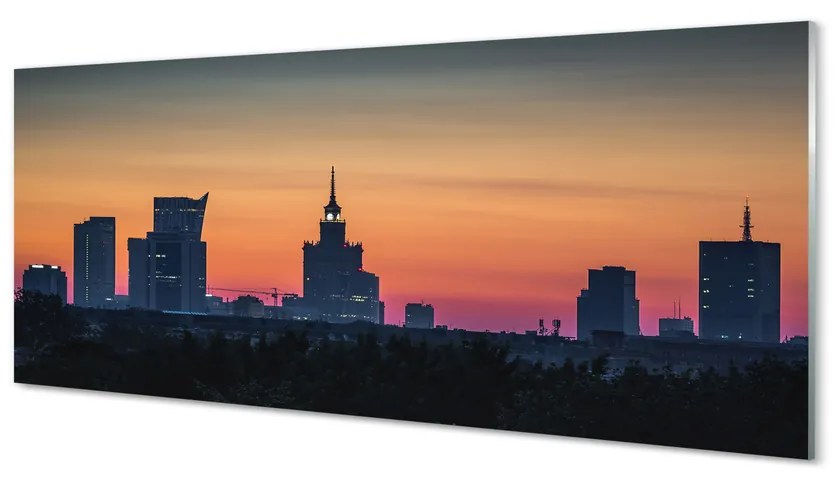Obraz na akrylátovom skle Sunset panorama varšavy 120x60 cm
