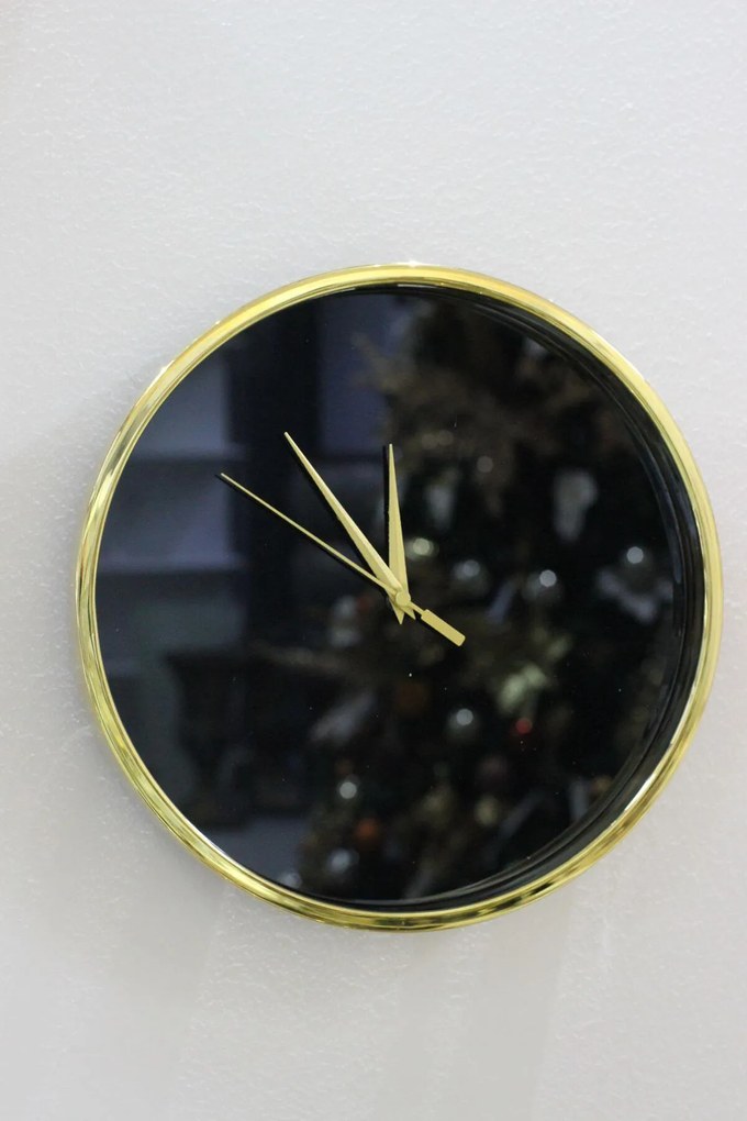 Čierno zlaté nástenné hodiny 45cm