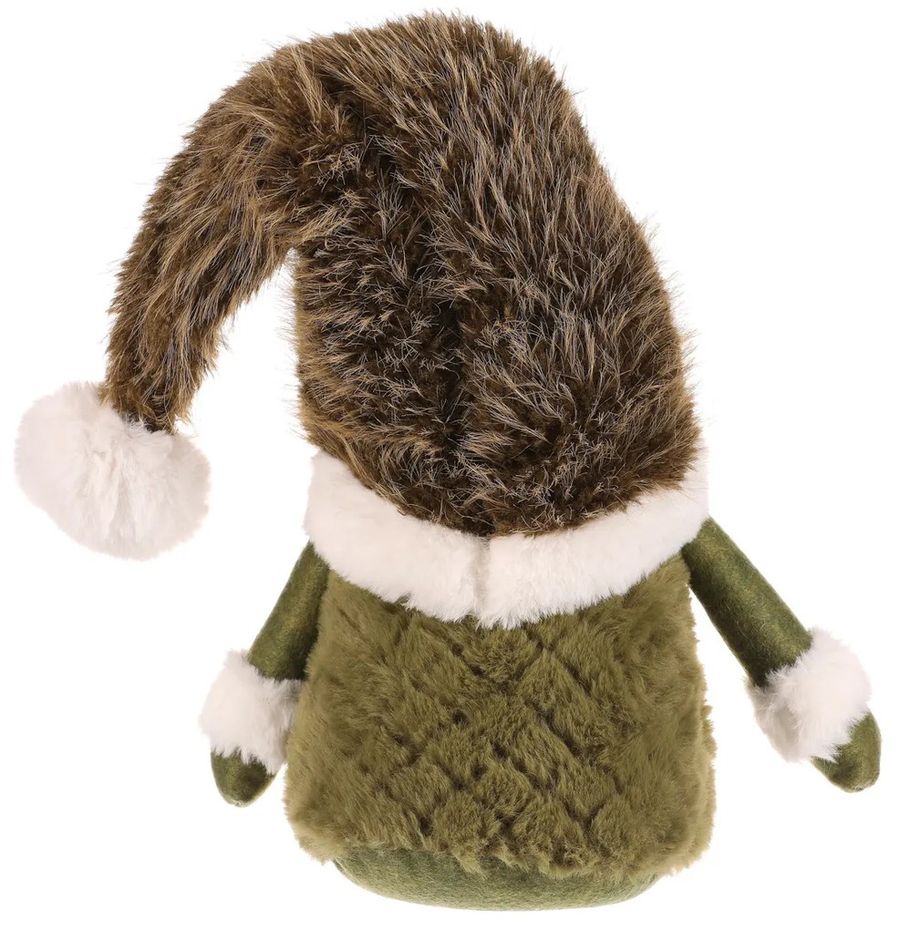 Vianočná dekorácia Škriatok stojaci, v. 30 cm, zelená/biela, 30 cm