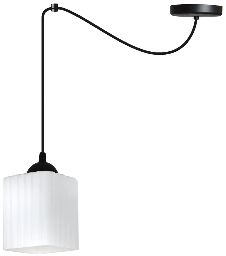 Závesné svietidlo Riffle Square Spider, 1x biele sklenené tienidlo, b