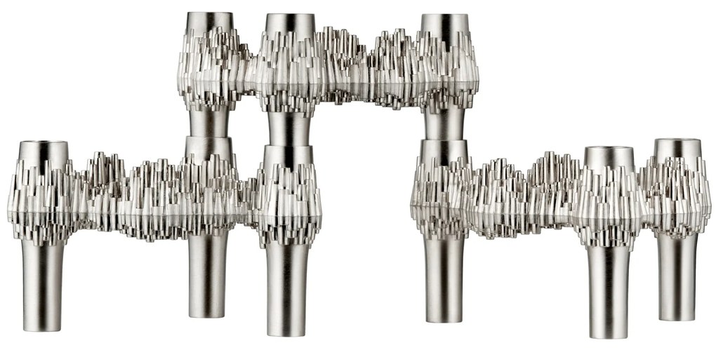 Stoff Nagel Designový svícen STOFF Nagel Quist Brushed Chrome – set 3 ks