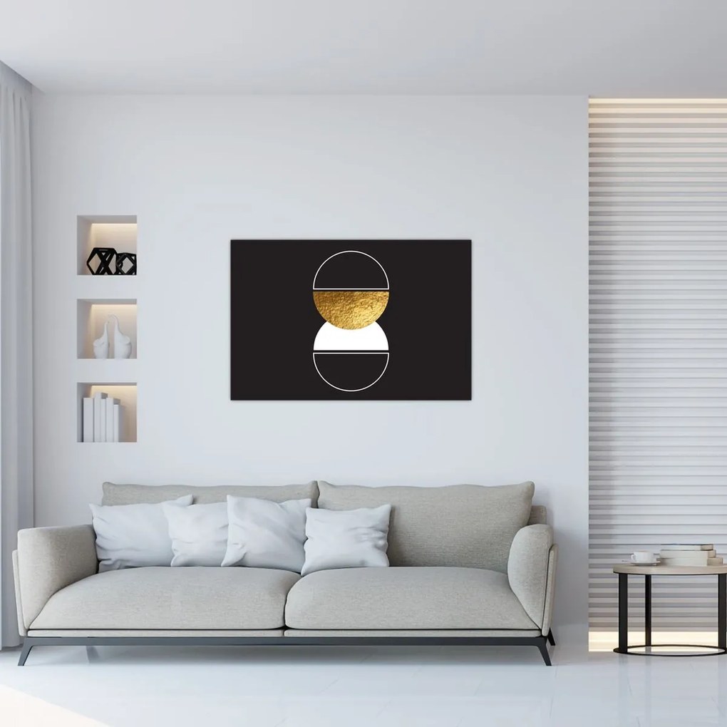 Obraz - Abstrakcia zlatá a čierna N⁰2 (90x60 cm)