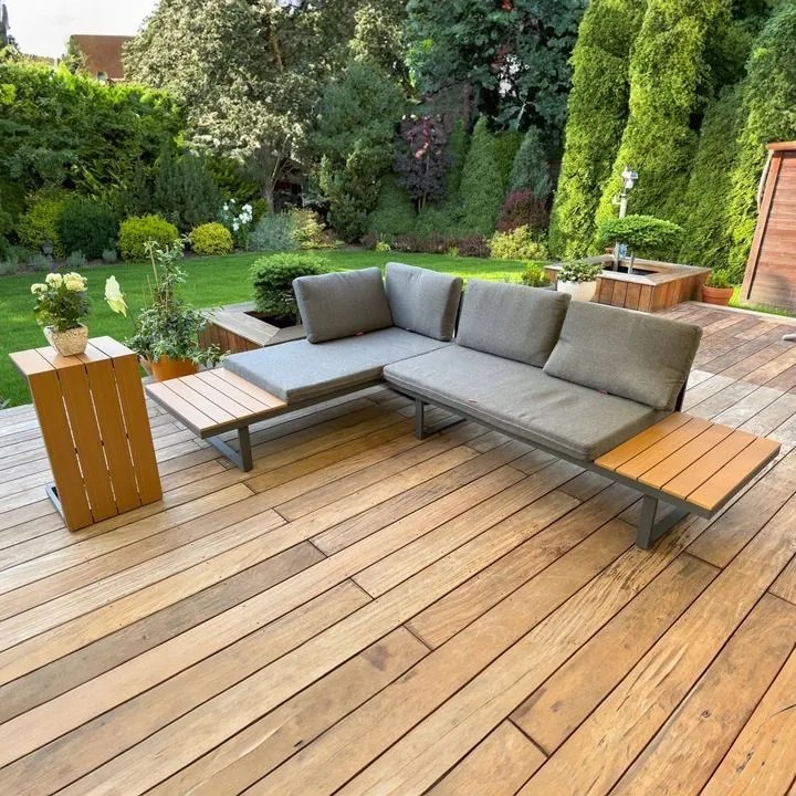 ZÁHRADNÝ SET NORM 175 x 78 + STOLÍK HNEDÝ + SIVÝ