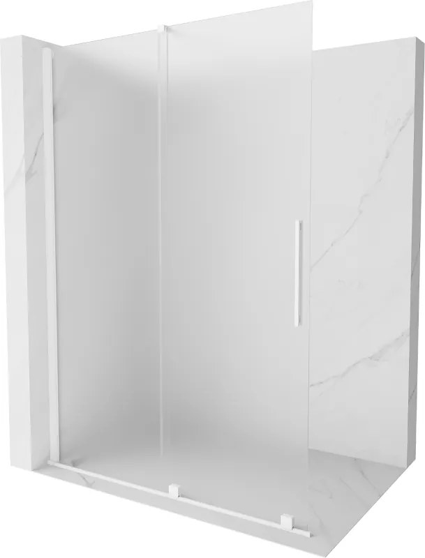 Mexen Velar sprchová stena posuvná Walk-in 130 x 200 cm, mrazené sklo 8 mm, biela - 871-130-000-33-20