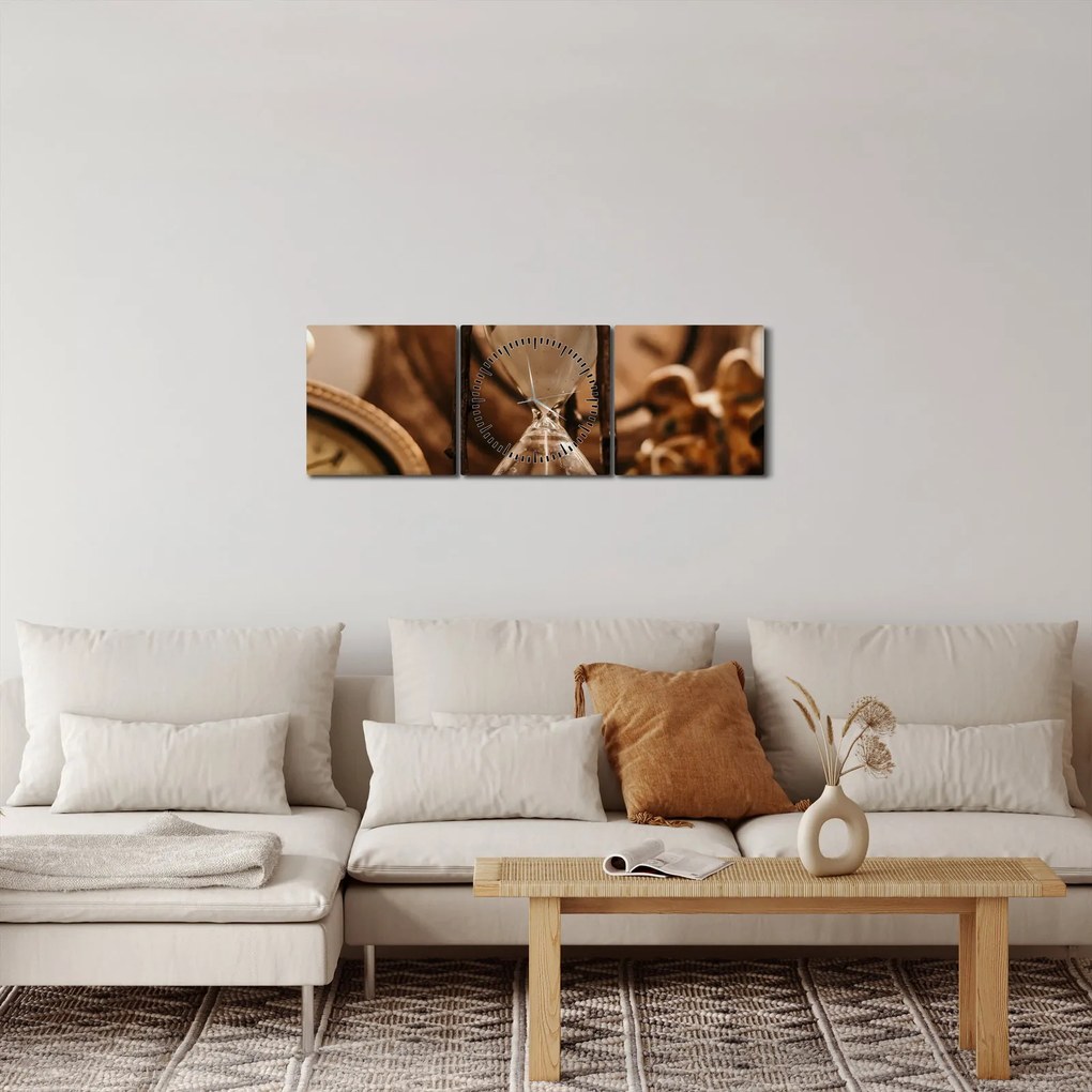 Obraz - presýpacie hodiny (s hodinami) (90x30 cm)