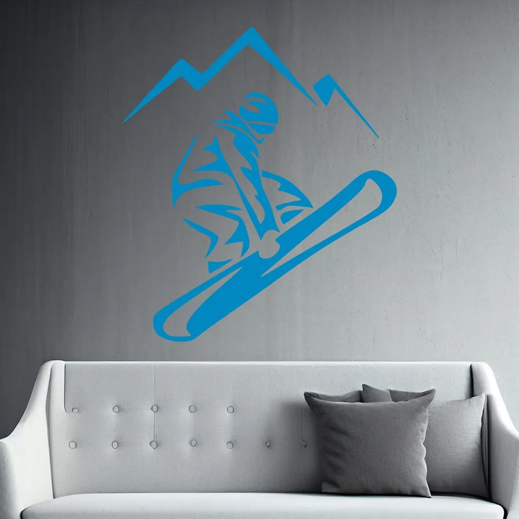 Veselá Stena Samolepka Snowboardista Farba: fialová, Veľkosť: 100 x 114 cm