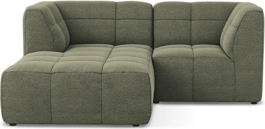 Zelená rohová pohovka z textílie buklé (ľavý roh/s leňoškou) Aloha – Makamii