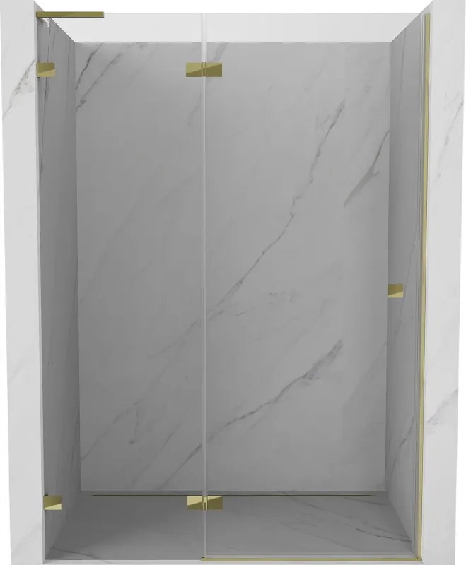 Mexen, Mexen Lunar L Otočné ľavé sprchové dvere 130 cm, transparentné, zlaté - 834L-130-000-50-00-L