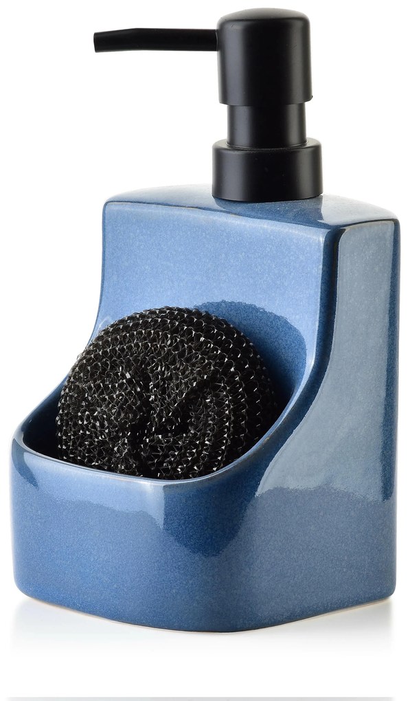 Dávkovač saponátu Sansa Nature, modrá/s čiernymi prvkami, 450 ml