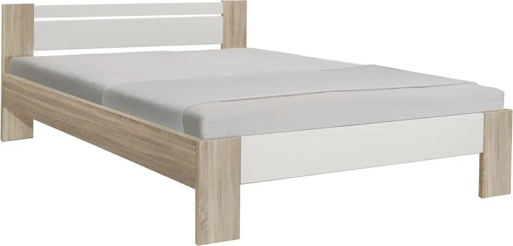 Posteľ Vega 140x200 cm, dub sonoma/biela