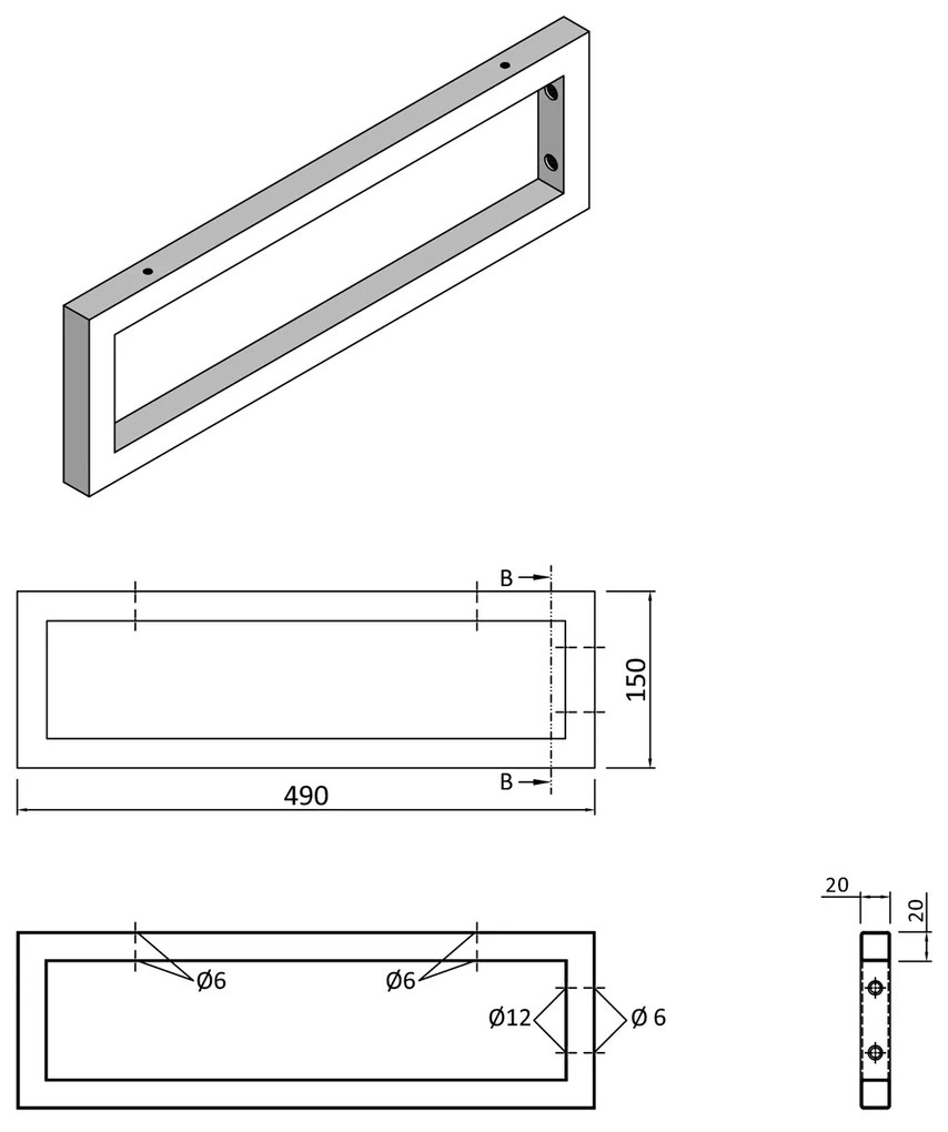 Sapho Sapho, Podperná konzola 490x150x20mm, lakovaná oceľ, biela matná, 30361