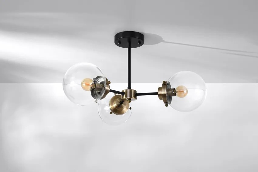 Candellux Čierno-patinové stropné svietidlo Lens pre žiarovku 3x E14 33-01290