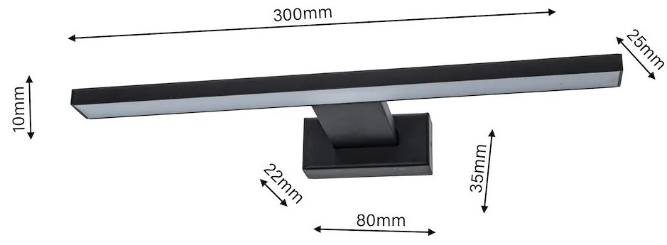 Nástenné LED svietidlo Shine2, 1x LED 7w, 4000k, (30 cm), b