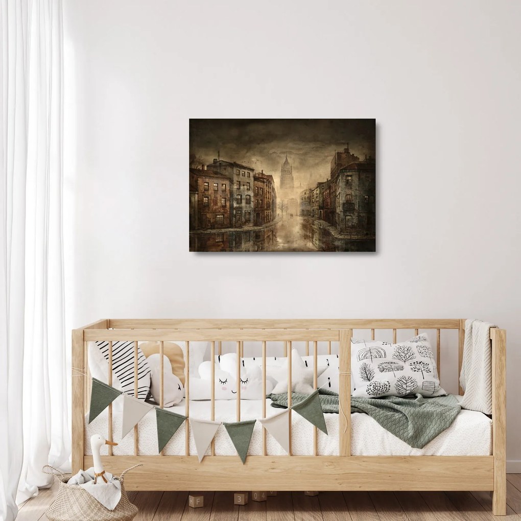 Sklenený obraz - Maľba mesta (70x50 cm)