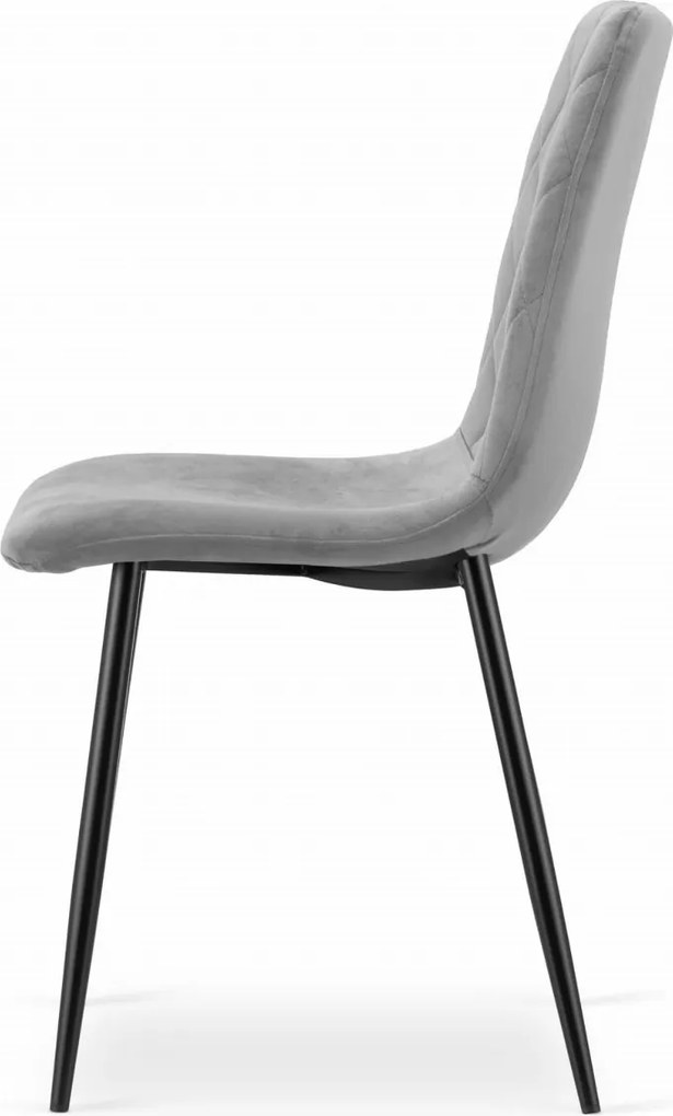 Sivá zamatová stolička TURIN s čiernymi nohami