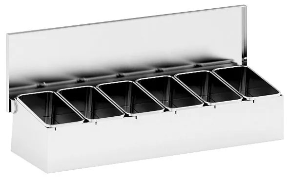 Nerezový zásobník na 6 prísad, 455 x 150 x 90 mm