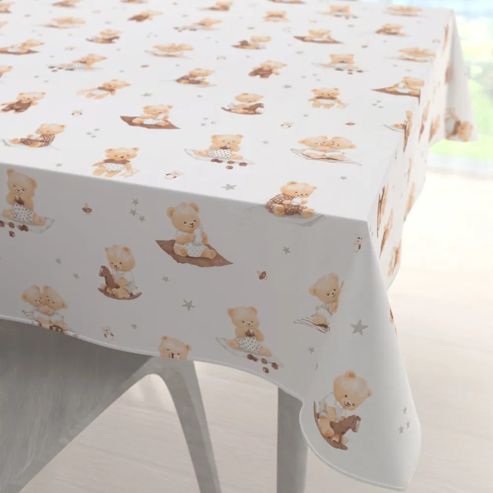 Biante Detský bavlnený štvorcový obrus Sandra SA-732 Medvedie bábätká na bielom 70x70 cm