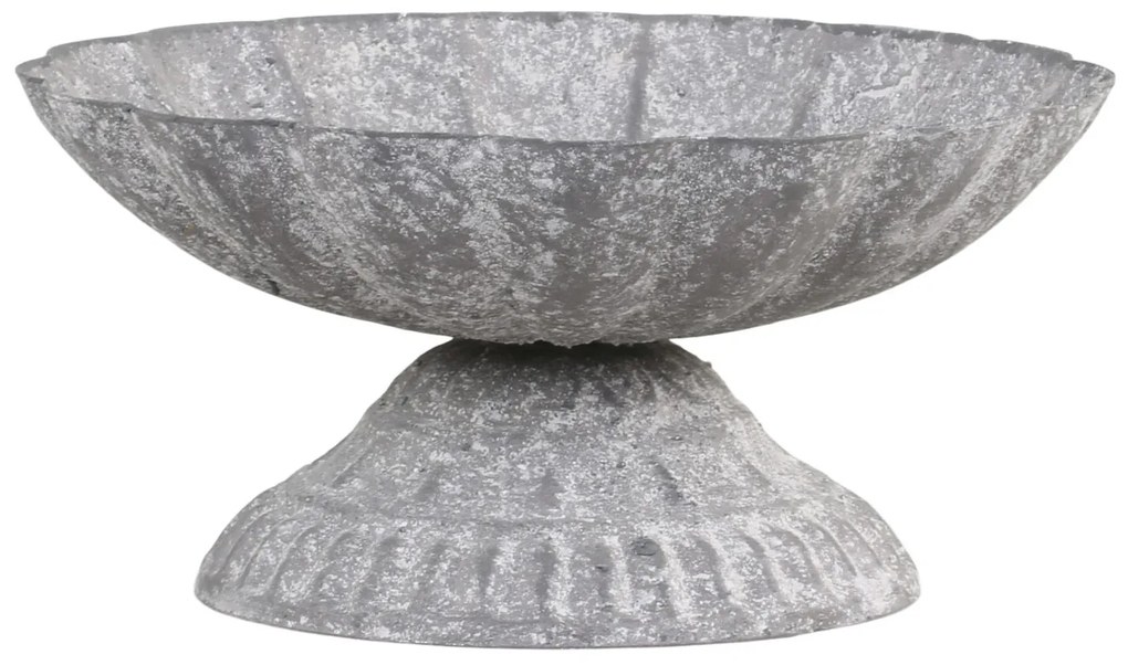 Zinková antik dekoračná plechová miska na nohe Wallier - Ø 16*8 cm