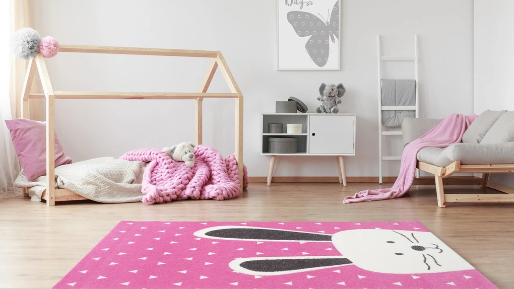 Sintelon, Kusový koberec Pastel Kids 52 / RVR, 120x170, ružová, detská izba