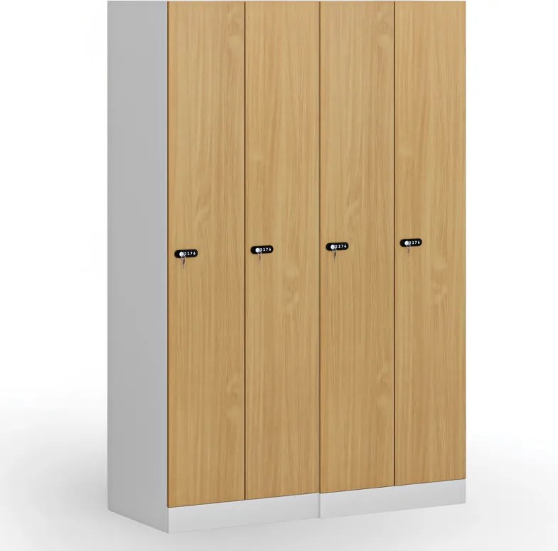 Kovová šatníková skrinka S1, 2-dverová, 1850 x 600 x 500 mm, demont, mechanický kódový zámok, laminované dvere, dub prírodný