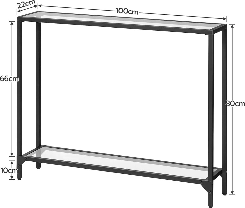 Konzolový stolek Pered 100 cm černý/čirý