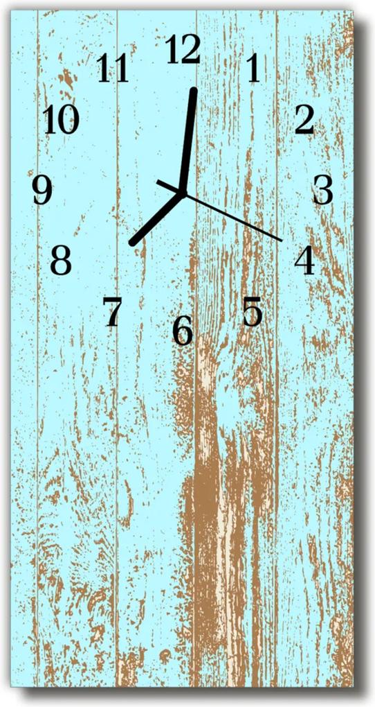 Sklenené hodiny vertikálne  modré drevo