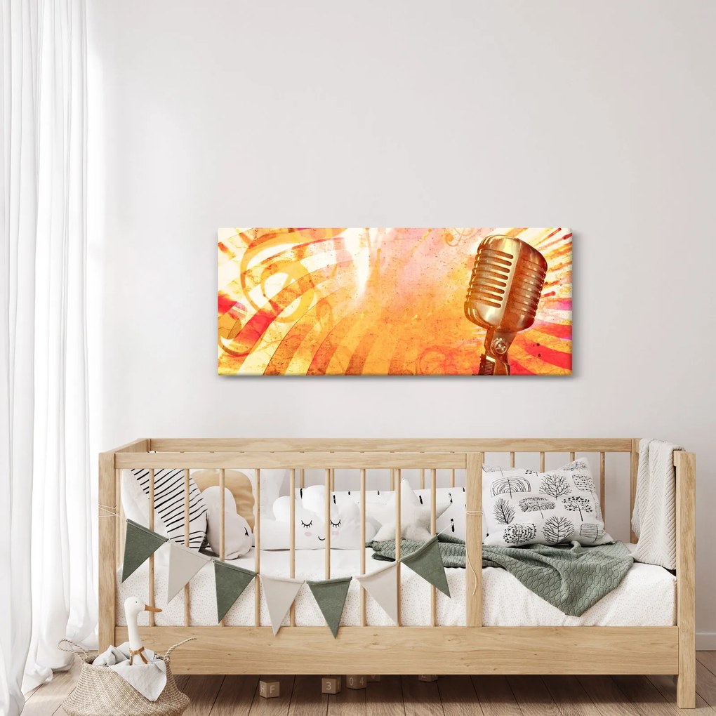 Obraz - Retro mikrofón (120x50 cm)