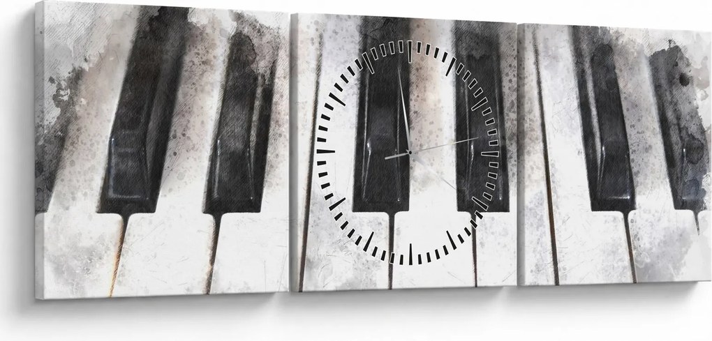 Obraz - Piano, aquarel (s hodinami) (90x30 cm)