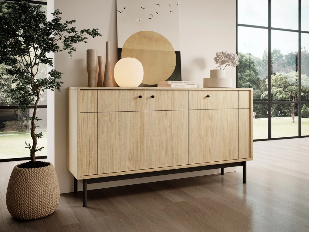 Komoda Japandi 154 cm dubová línia