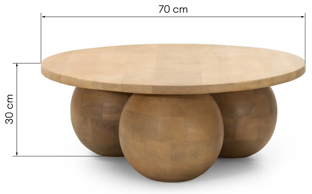 Konferenční stolek Agostino 70 cm mangové dřevo dub pískový