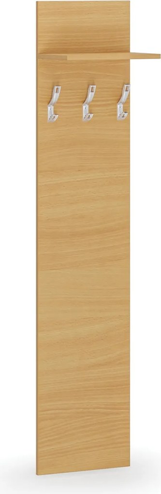 Vešiaková stena HORIZONT, 3 háčiky, polica, roky vodorovne, buk