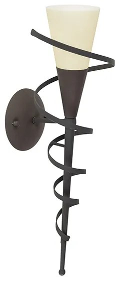Rustikálna nástenná lampa hrdzavohnedá s krémovým sklom - Castle