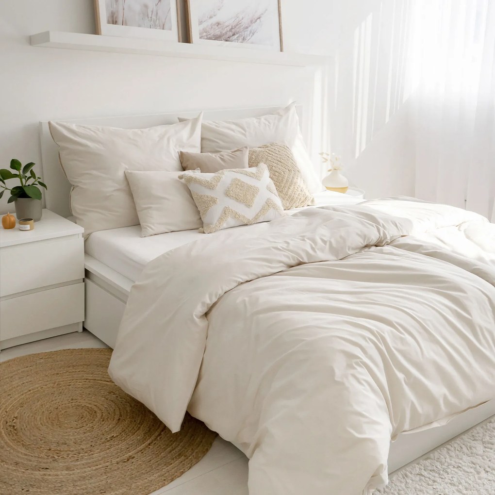 Goldea bavlnené posteľné obliečky - slonová kosť 240 x 220 a 2ks 70 x 90 cm