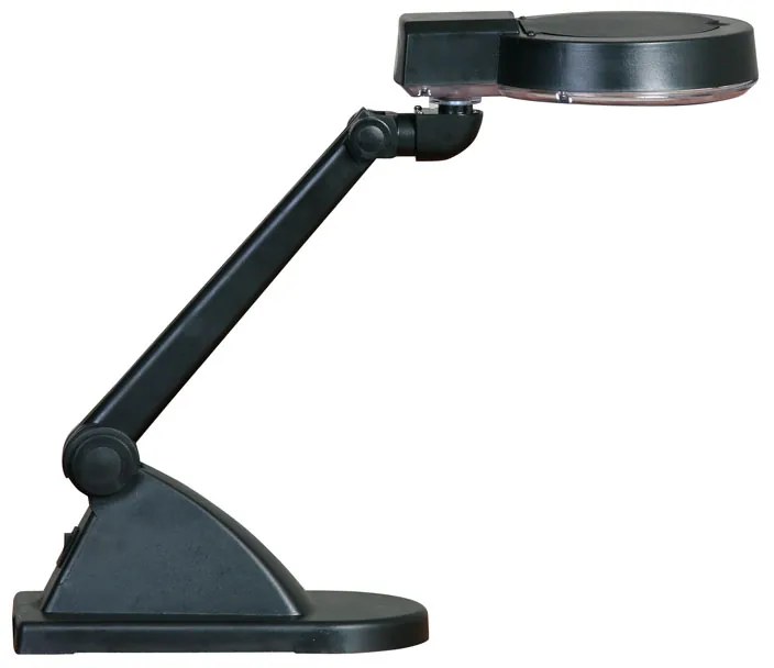 Stolová LED lampa so zväčšovacou lupou, čierna