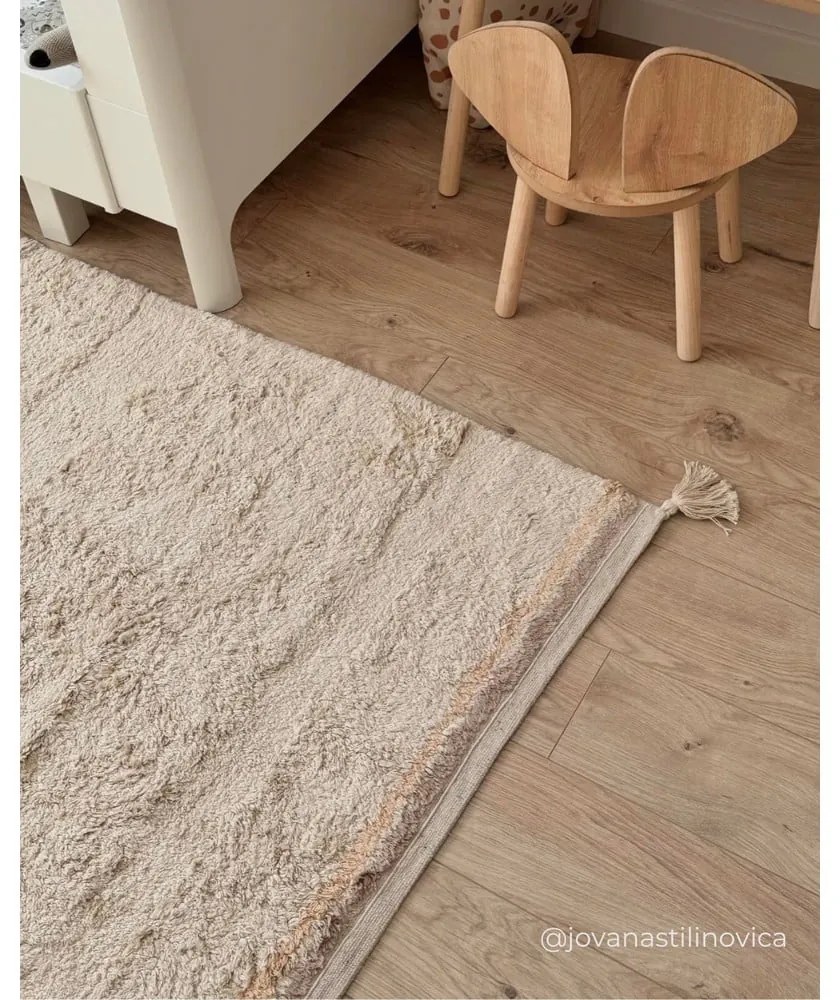 Krémový prateľný ručne tkaný bavlnený koberec 90x130 cm Bloom Natural – Lorena Canals