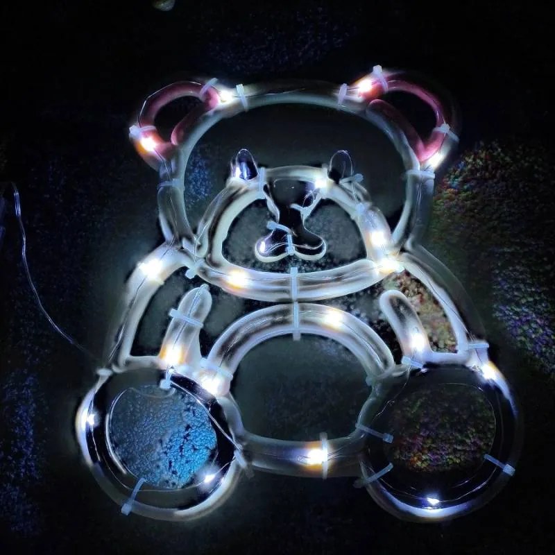 DECOLED Vánoční medvídek, 30 cm, bílá