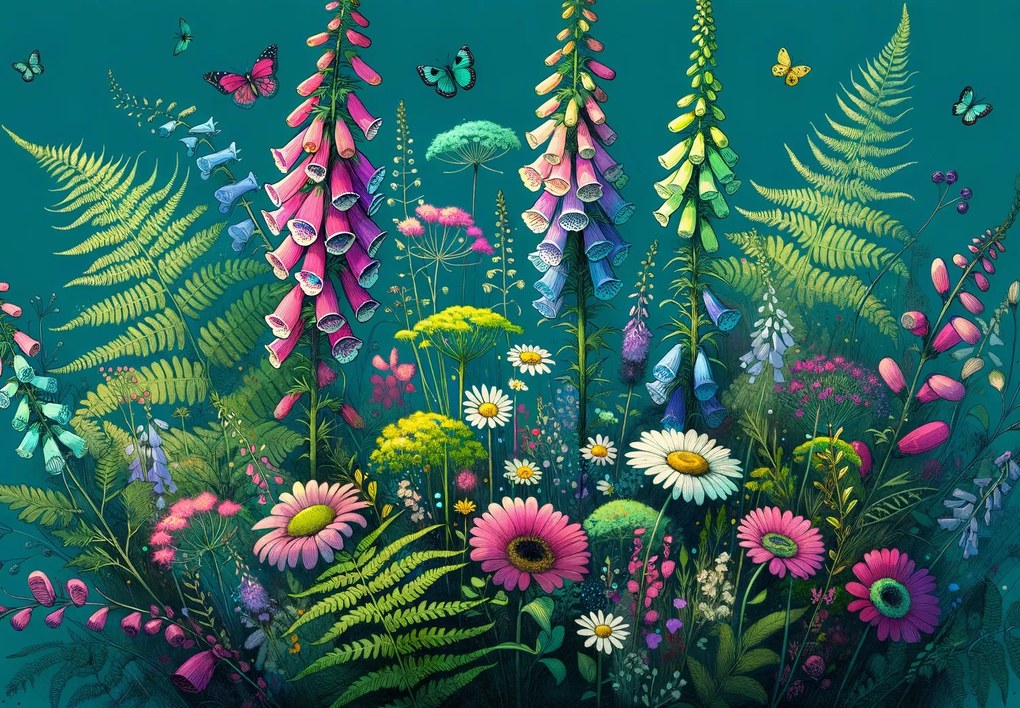 Fototapeta - Pestrofarebné lúčne kvety (147x102 cm)