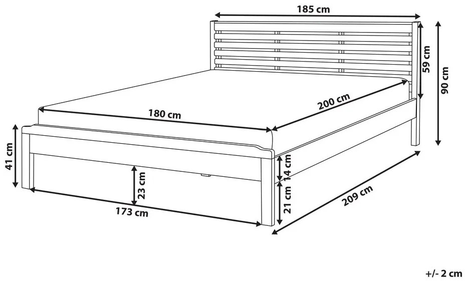 Manželská posteľ 180 cm CAROC (s roštom) (svetlé drevo). Vlastná spoľahlivá doprava až k Vám domov. 1007195