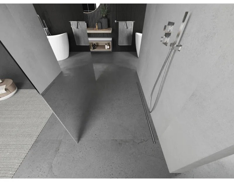 Mexen Kioto, priechodná sprchová zástena 120 x 200 cm, 8mm sklo vzor zrkadlo, 2x chrómová stabilizačná rozpera, 800-120-002-01-50