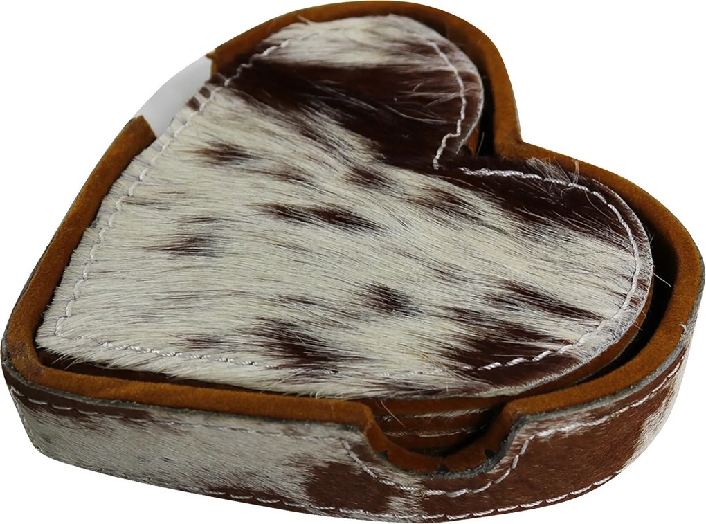 Sada podtáciek Love z hovädzej kože Brown (4 ks) - 13 * 13 * 3 cm
