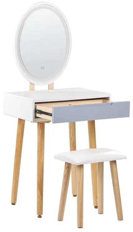 Toaletný stolík so zásuvkou a LED zrkadlom biela/sivá VESOUL Beliani