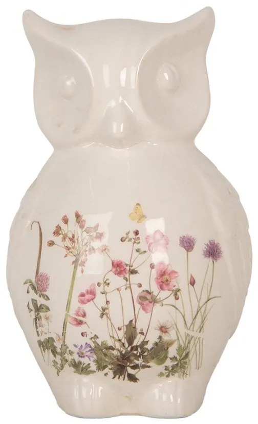 Keramická dekorácia sova s ​​lúčnymi kvetmi Flowers of Love - 14*13*22 cm