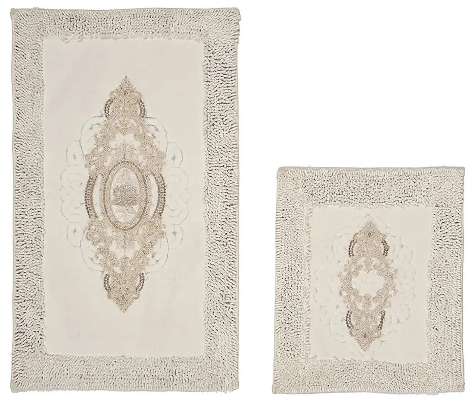 Súprava 2 kusov kúpeľňových predložiek krémová béžová