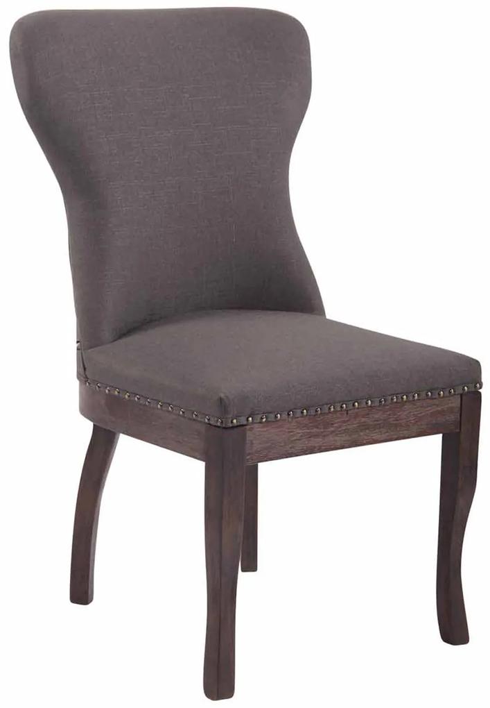 Jedálenská stolička Windsor ~ látka, drevené nohy antik tmavé - Tmavo sivá