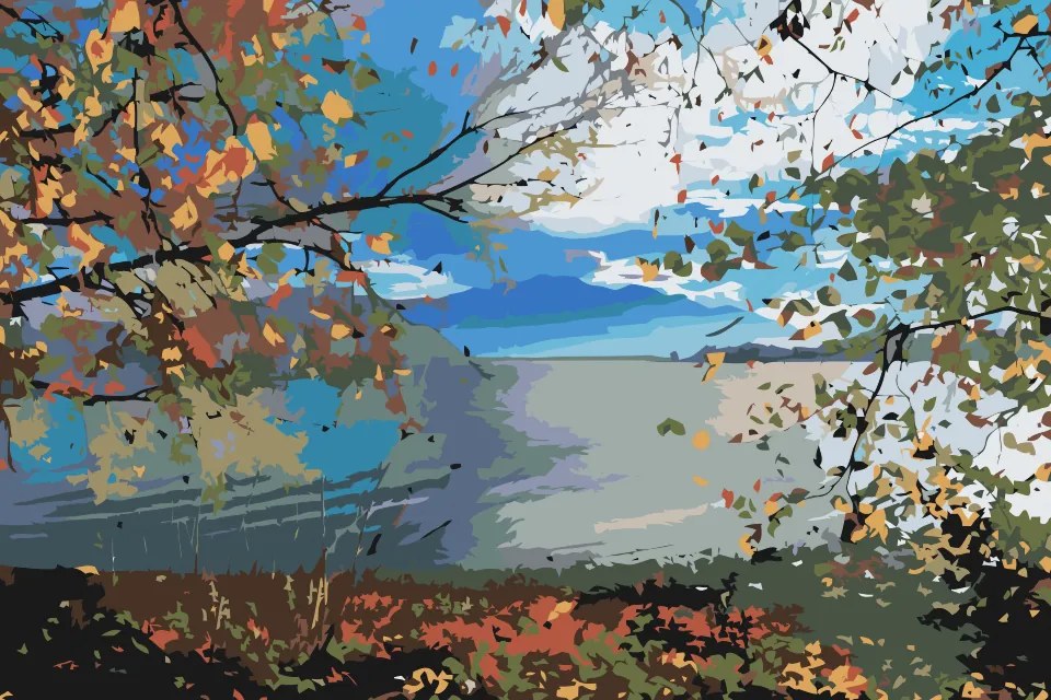 Gario Maľovanie podľa čísel Chiemské jazero Rozmery: 120 x 80 cm, Rámovanie: S vnútorným rámom