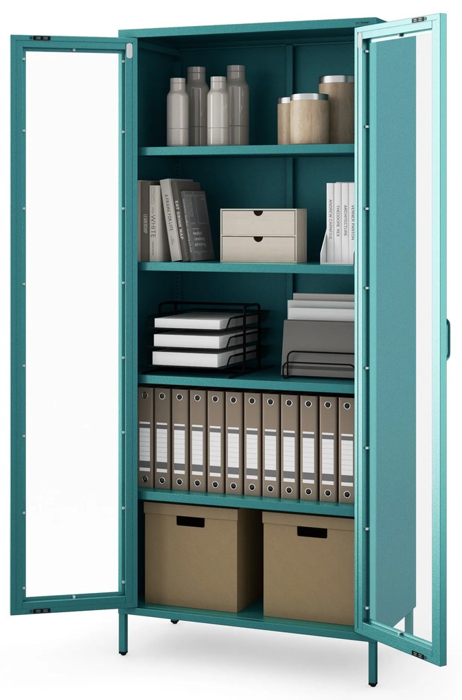 Vitrína ANGELO, 800 x 1850 x 450 mm, Modern: morská modrá