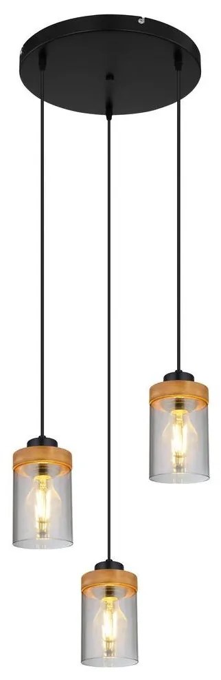 Globo 15557-3H - Luster na lanku FINCA 3xE27/40W/230V kov/drevo